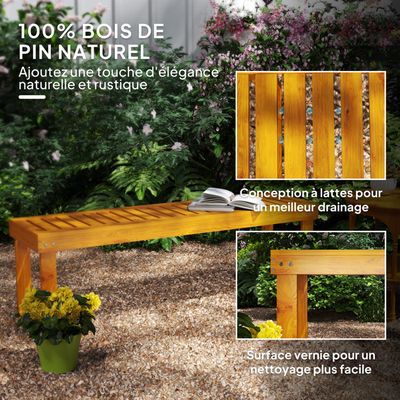 Banc De Jardin 2 Places Outsunny - Structure Aluminium Et Lattes Bois 120x57x70 Cm