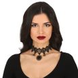 Collier pierre noire araignées - Accessoire de déguisement bijou fantaisie pour femme-0