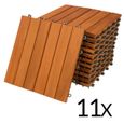 Dalle de terrasse en bois d'acacia clipsable 30x30 cm - DEUBA - 11 dalles - Résistant aux intempéries-0