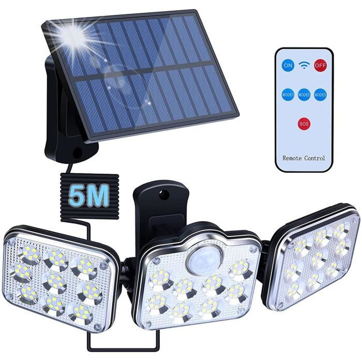Lampe Solaire Extérieur Avec Détecteur De Mouvement Lampe Solaire Exterieur, avec Detecteur de Mouvement Télécommande -  Cdiscount Maison