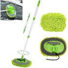 DMM 160cm Brosse Lavage Voiture Nettoyage à Manche Long Kit de Vadrouille,2en1 Chenille Microfibre Balai Pinceau pour Véhicule Voitures