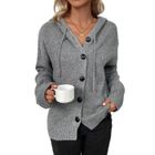 FONDUPIN Cardigan Femme,Cardigan à Capuche Automne et Hiver pour Femme,Tricot Décontracté Gilet Femmes,Gris