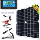 WELAN Kit Panneau Solaire 25W + Contrôleur de charge solaire pour Système Hors Réseau Charge la Batterie 12V de Camping-car/Bateau