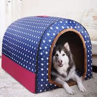 Lit extra large avec toit L - Niche pour chien - Coussin orthopédique confortable et apaisant - Coussin chauffant 