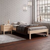 Lauli Cadre de lit en bois 38 cm | 160 x 200 cm | Sommier en bois | Lattes en bois massif | sans Tête de Lit | Facile à monter