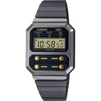 Casio - Montre Hommes - Quartz - Digital - Bracelet Acier inoxydable Noir - A100WEGG-1A2EF