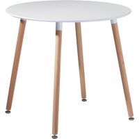 DORAFAIR Table à manger ronde design style scandinave blanc