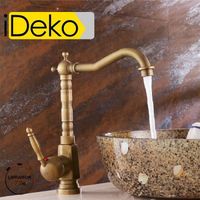 iDeko®Robinet Mitigeur lavabo salle de bain et cuisine en Laiton rotation à 360 degrés Style Japonais surface rétro cuivre 