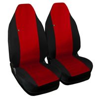 Housses de siège deux-colorés pour Smart fortwo 1ère série en eco cuir - noir rouge noir
