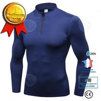 CONFO® Sweat-shirt de sport Fitness running training manches longues demi-zip stretch col montant à séchage rapide Sweat-shirt bleu 