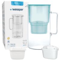Wessper Crystalline Carafe en Verre menthe 2,5 L avec filtre Wessper AquaMax + 1 filtre AquaFloow Maxi