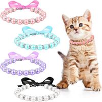 Lot de 4 colliers de perles pour animaux de compagnie,WOVTE Collier pour chien,Collier pour animaux de compagnie (multicolore)