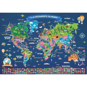 Sous main carte du monde planisphère éducatif