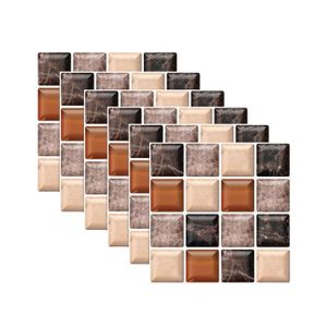 18pcs Auto Adhesif Mural Marbre Noir Mosaique Etanche Art Cuisine
