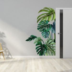 ANHUIB Stickers muraux plantes vertes - Aquarelle - Sticker mural pour le  salon - Feuilles tropicales - DIY - Grandes feuilles vertes - Pour chambre  à
