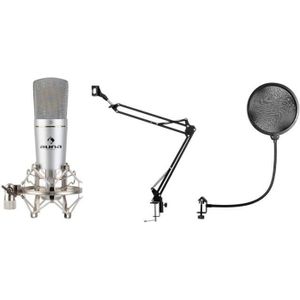 Microphone Condensateur cardioïde USB Blanc Pro 24 bits-192 kHZ Plug & Play  PC Bras de Microphone Métallique Kit de Montage de[556] - Cdiscount TV Son  Photo