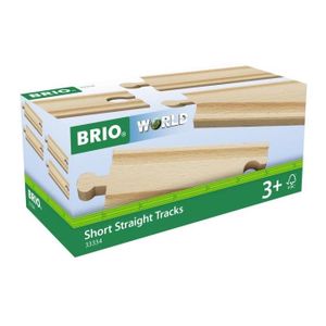 ACCESSOIRE CIRCUIT Rails Courts Droits - BRIO - Lot de 4 rails en bois de hêtre - Mixte - 3 ans et plus