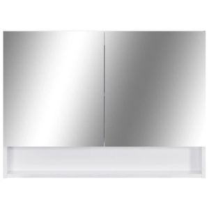 COLONNE - ARMOIRE SDB Armoire à miroir de salle de bain LED Blanc 80x15x60 cm MDF  Mothinessto LY12317