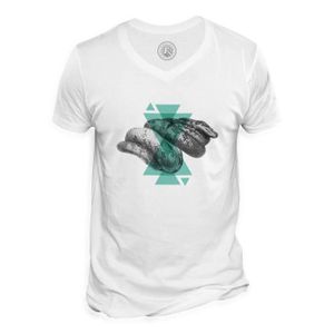 T-SHIRT T-shirt Homme Col V Serpent Géométrie Minimaliste Biologie Illustration Ancienne