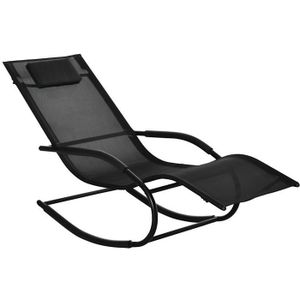 CHAISE LONGUE Chaise longue à bascule - OUTSUNNY - contemporain - métal - noir