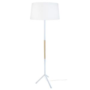 LAMPADAIRE TOSEL Lampadaire 1 lumière - luminaire intérieur - tissu  blanc - Style inspiration nordique - H160cm L40cm P40cm