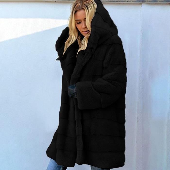 Manteau Femme Gilet en fausse fourrure à manches longues Gilet Body Warmer  Outwear @Noir Noir - Cdiscount Prêt-à-Porter