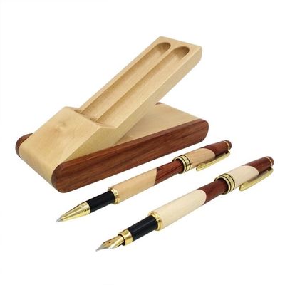 Set D'Écriture Borkum En Bois De Rose - Stylo Bille, Stylo Plume, Coupe-Papier Et Étui - Cadeau Élégant