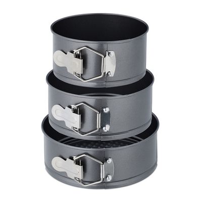 Relaxdays Moule à charnière, petit, set de 5, 12 cm, rond, antiadhésif, résiste à la chaleur jusqu'à 250 °C, noir - Maison