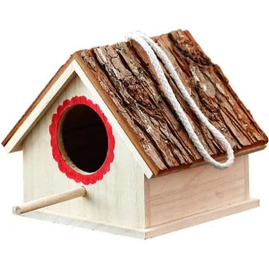 Nichoir Décoratif Bleu à Fleurs - Maison à Oiseaux En Bois Pour Jardin Ou Balcon