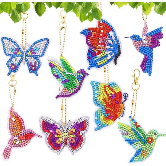 VDYXEW Porte-clés En Forme De Diamant 5D à Faire Soi-même, Double Face, Strass Diamant, Porte-clés En Forme Spéciale, Fabrication De Mosaïque