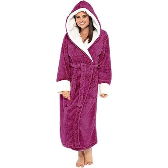 Peignoir De Bain Femme Grande Taille – Polaire à Capuche épais – Chaud Et Doux Pour L’hiver – Taille S à 5XL