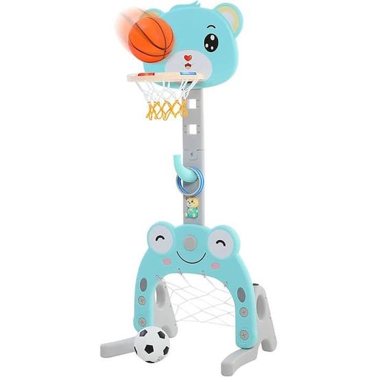 Panier De Basket 5 En 1 Pour Enfants - Hauteur Réglable 80-118 Cm - Inclut Ballon, Foot, Golf, Lecteur Musique
