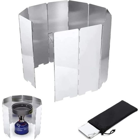 Pare-vent Pliable Aluminium Pour Réchaud Camping - 10 Plaques Ajustables 83cm