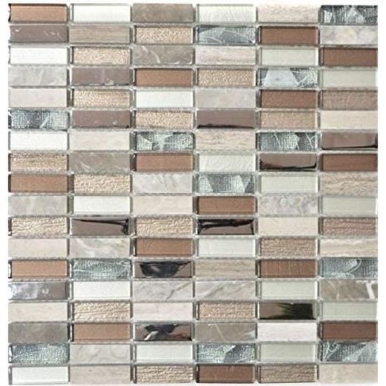 Mosaïque en pâte de verre aspect marbre gris/noir mate 2,5x2,5 cm ZEN