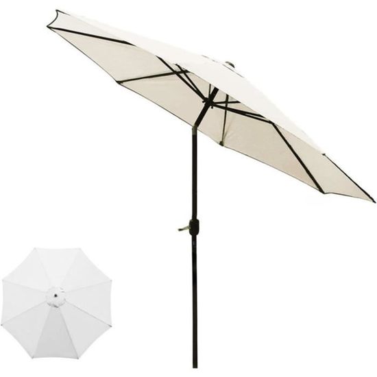 Toile De Remplacement Pour Parasol Déporté - Taille 3x3m, 8 Baleines, Tissu Polyester Anti-UV - Couleur Grise - 3