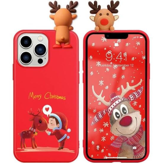 Yoedge Noël Coque Pour Apple IPhone 14 6,1", Etui En Rouge Silicone TPU Souple Avec Collection Noël Dessin Animé Motif Housse, Antichoc Bumper Protection Case Pour IPhone 14, Bonhomme De Neige 1