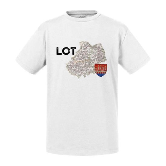 T-shirt Femme Col V Lot 46 Département Cahors Carte Ancienne Rare Occitanie