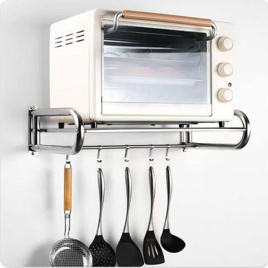 Étagère Murale Pour Micro-ondes - Support Four 60 X 39,4 Cm En Aluminium Aéronautique, Charge 80 Kg - Gain De Place Cuisine