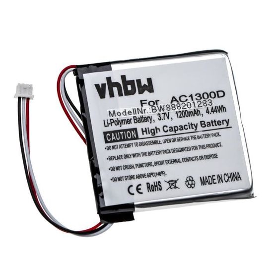vhbw batterie compatible avec Angelcare unité parentale AC1300 babyphone écoute-bébé babytalker (1200mAh, 3,7V, Li-Polymère)