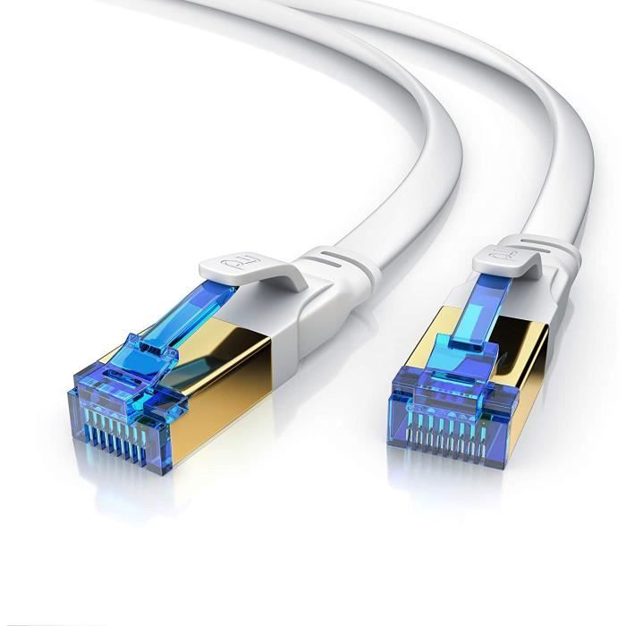 5m câble réseau plat cat 8.1 40gbits - câble ethernet cat 8 langigabit haut  débit 40gbps 5 m - câble de patch 2ghz u ftp pimf rj - Cdiscount  Informatique