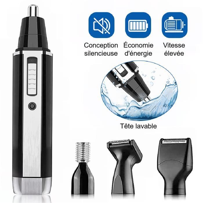 Tondeuse à Poils De Nez Et Oreilles Rechargeable USB - 2 Têtes - Sans Fil Et Lavable