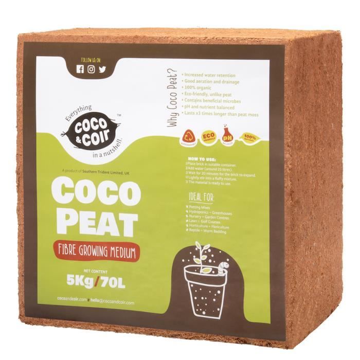 Fibre de coco pressé, Sans tourbe, 100% pure, Substrat de noix de coco pour terrarium, Milieux de culture, Plantation de sol de coco