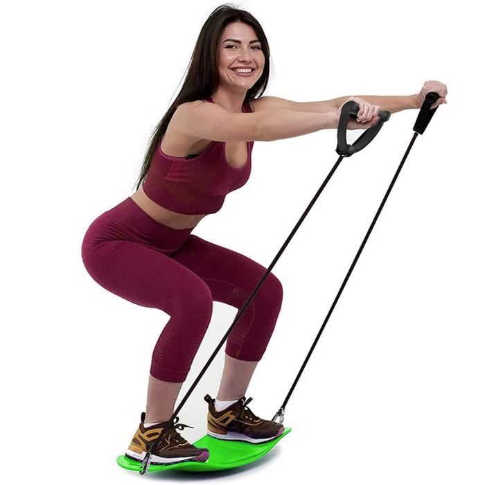 Planche d'Équilibre Unisexe Fitness Planches d'Exercices Entraînement avec cordes de traction 60x25cm VERT