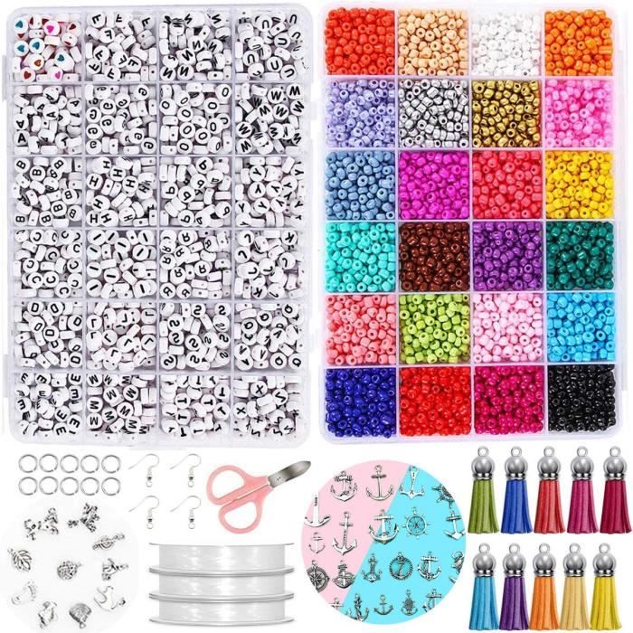 20 Couleurs 4mm Perles Poney Loisirs Créatifs avec Boîte de Rangement Perles Plastique Transparent pour Couture Bracelets Colliers C