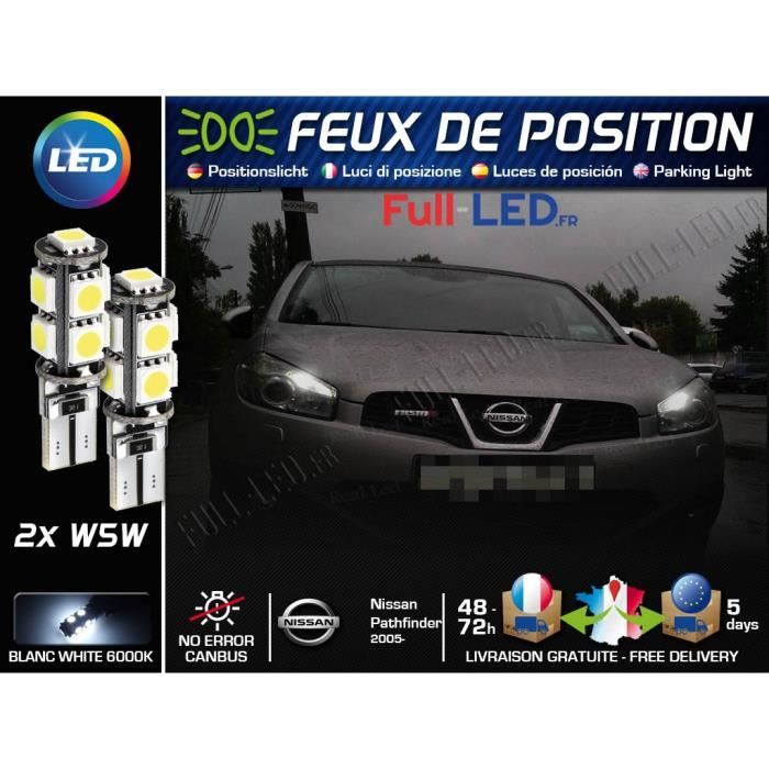 Ampoules Feux de position LED - Nissan Pathfinder 3- W5W blanc Xénon