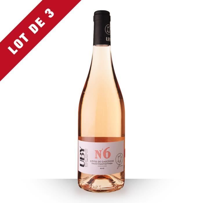 3X Uby N°6 Rosé 75cl AOC Côtes de Gascogne - Vin Rosé