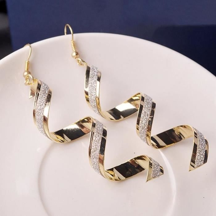Boucles D'Oreilles - Torsadées - En Spirale - Doré