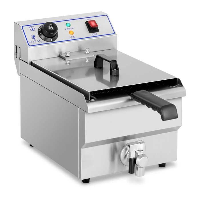 Friteuse électrique avec robinet de vidange Royal Catering 10L 1x3.200W 230V Utilisation et nettoyage simples Inox RCEF 10E