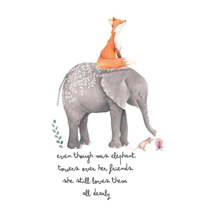 1PC Non toxique créatif amovible Peel and Stick grand éléphant renard et souris animaux Stickers muraux papier peint décalcomanie