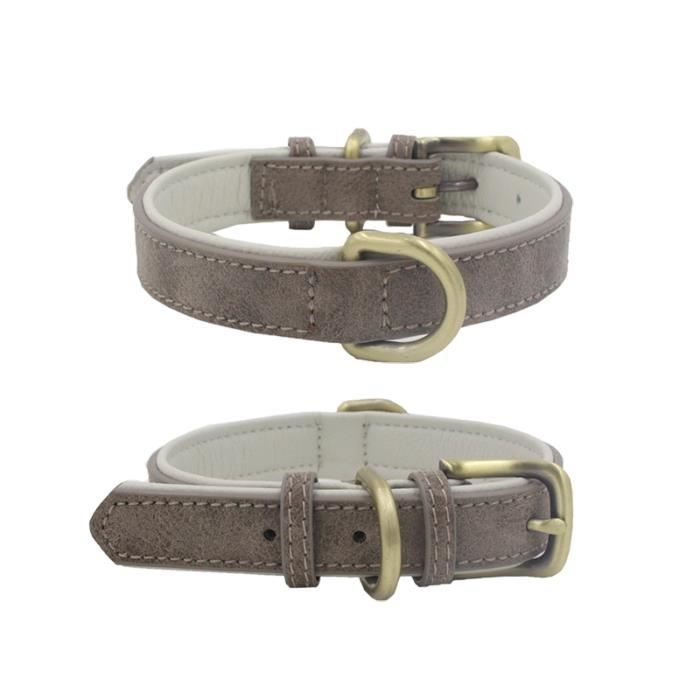 Collier en cuir PU pour chiens - Durable, collier à collier pour petits-moyens, boule - Modèle: Gray XL NECK 46-56CM - FYCWXQA07067